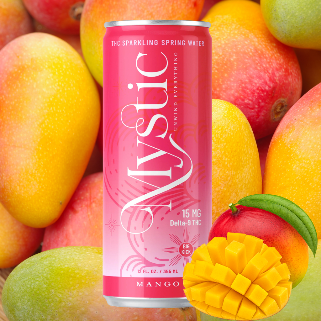 Big Kick Mango 15mg Delta-9 THC seltzer, close-up
